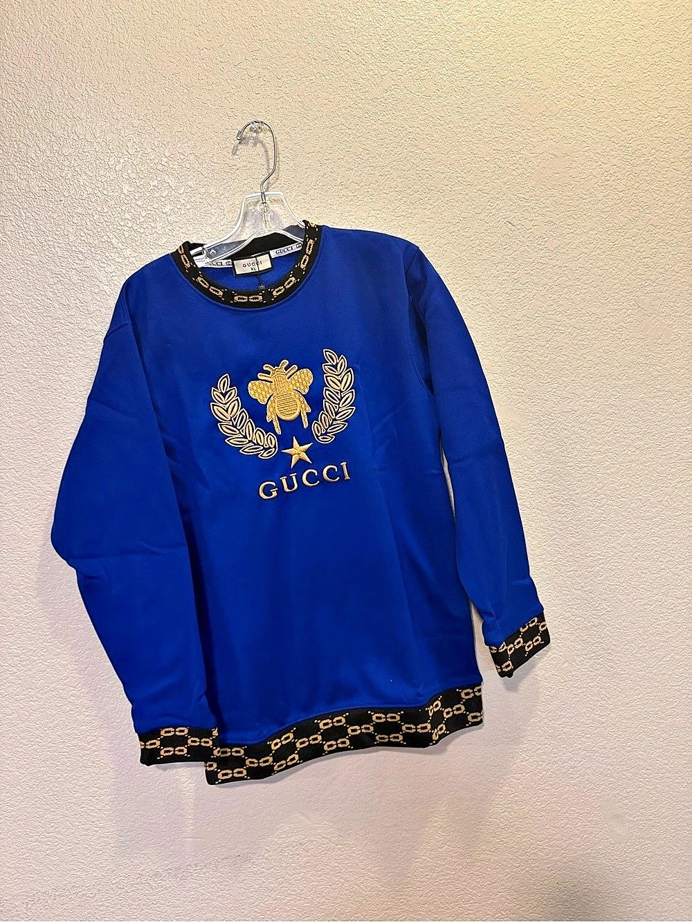 Gucci Blue Logo Trim Sweatshirt Like New